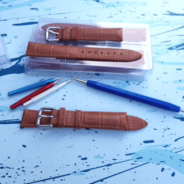 brown leather watch strap