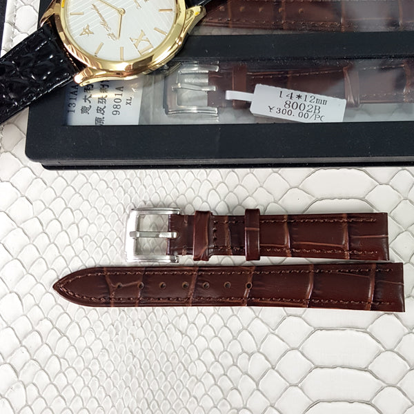 italian leather watch band croc dark brown